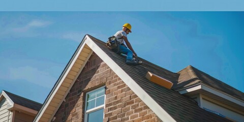 Construction Worker On Roof