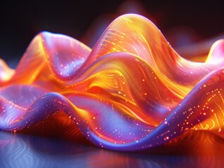 Obraz premium A close-up of a digital wave in shades of orange and purple