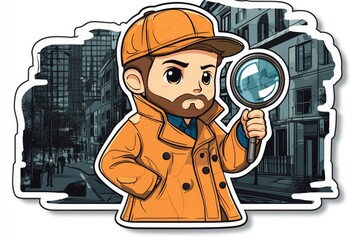 Cartoon Detective Holding