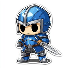 Cartoon Knight in Blue Armor