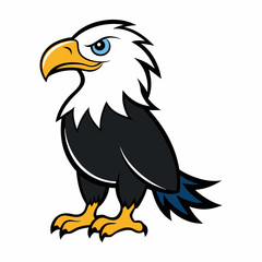 Vector illustration of cartoon eagle isolated on white background.