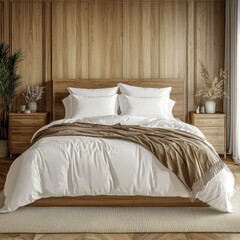 Classic bed with pillow and throw created with generated ai