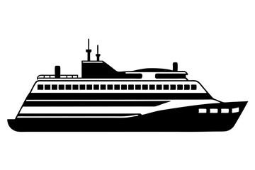 Silhouette of a Ferry, Vector Illustration for Clean and Modern Designs