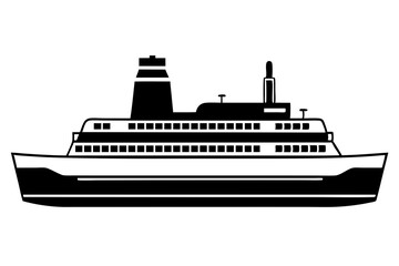 Silhouette of a Ferry, Vector Illustration for Clean and Modern Designs