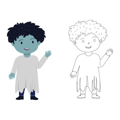 Halloween costume of little boy as zombie