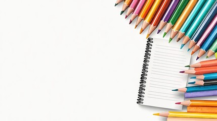 Fototapeta premium Organizing school supplies the night before, with notebooks and pencils, watercolor illustration, gentle hues, isolated on white background