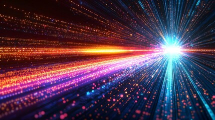 Obraz premium Abstract Colorful Light Streaks and Glowing Particles