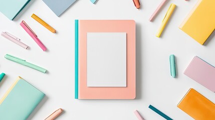 A child s journal with positive affirmations surrounded by colorful stationery, watercolor illustration, subtle pastel colors, isolated on white background