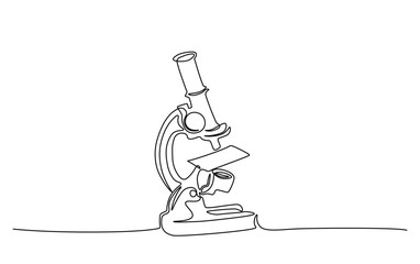 Microscope lab simple outline illustration. Continuous line drawing of Microscope labs.