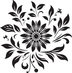 a vector art silhouette flower black and white 
