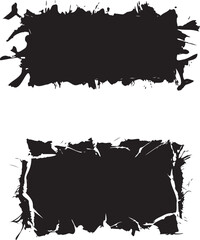 Jagged rectangle shape black ripped paper scratch grunge frame	 on white background