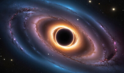 Fototapeta premium A black hole surrounded by a swirling galaxy in space