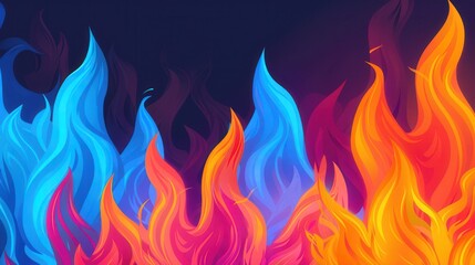 Vibrant Flames, a striking backdrop featuring swirling blue and orange flames, creating an intense and dynamic atmosphere that captivates the senses.