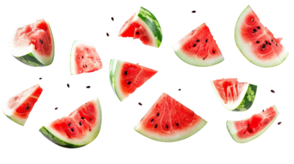 Watermelon slices falling 