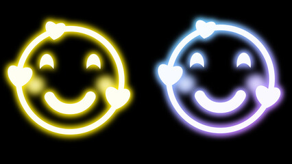 love icon in bright neon light on black background