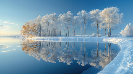 frozen lake in winter