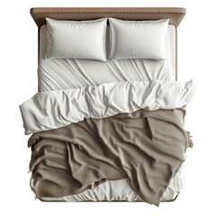 Classic bed with pillow and throw created with generated ai