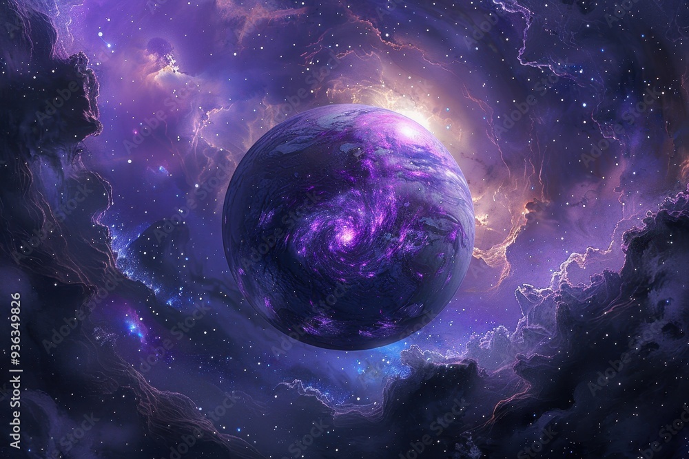 Canvas Prints purple planet in a colorful nebula
