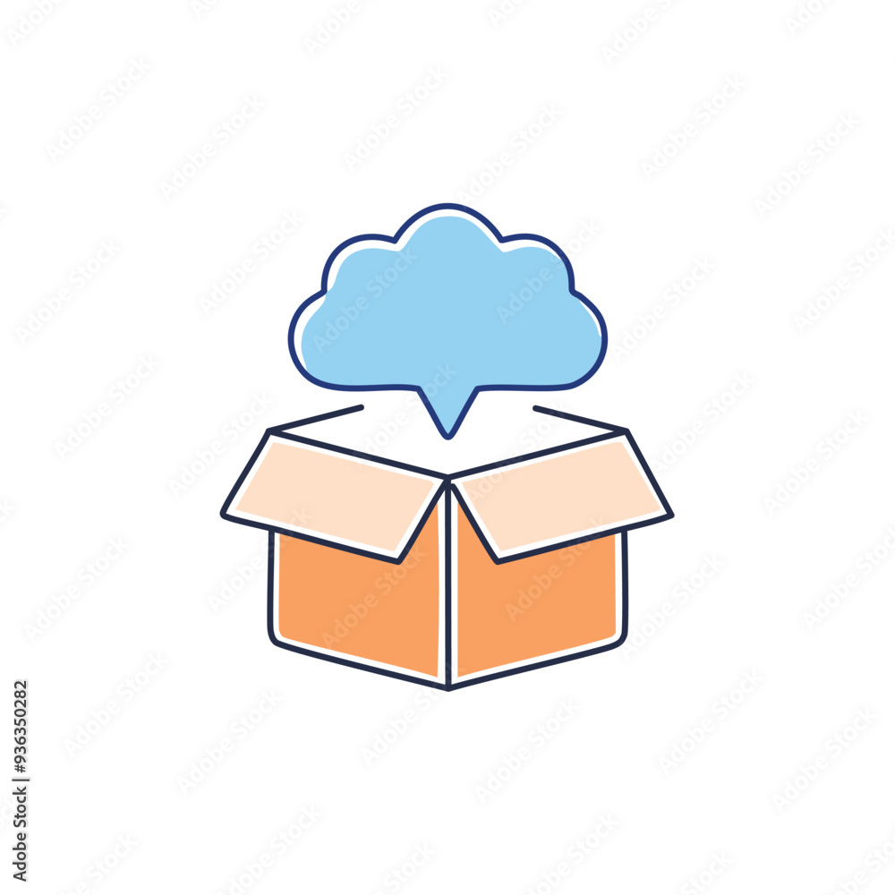 Poster cloud storage inside box icon. colorful icon representing digital data storage, cloud computing, and