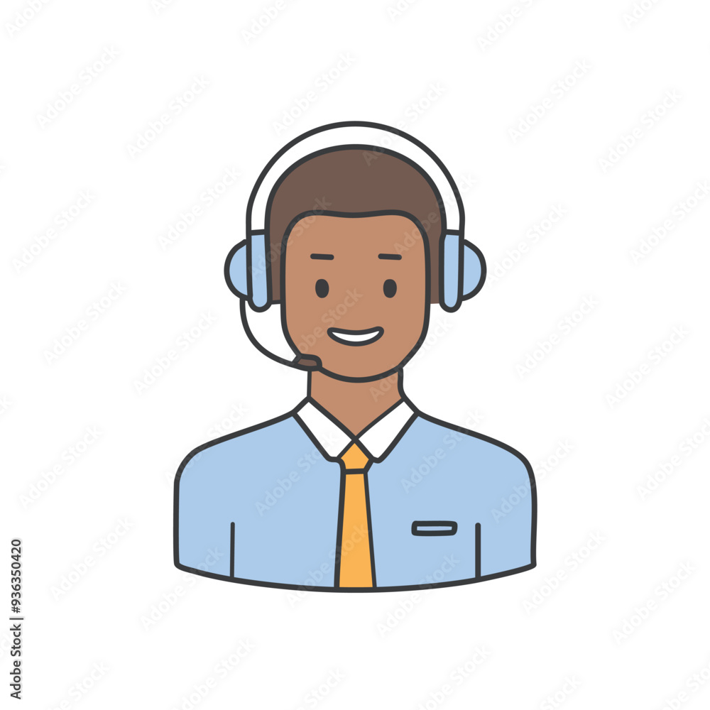 Poster smiling customer service representative icon. friendly customer service representative with a headse