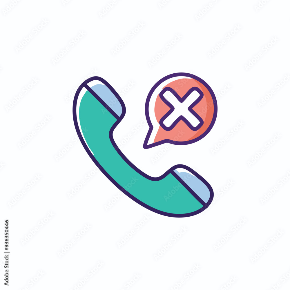 Poster rejected phone call icon. colorful vector icon depicting a phone receiver with a speech bubble and a