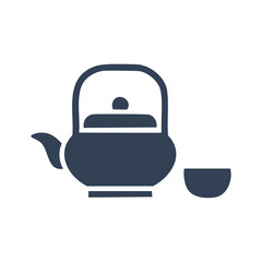 Teapot and cup icon design. Simple and modern icon representing a teapot and a cup, perfect for web design, mobile apps, or branding.