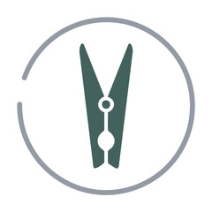 Clothes peg icon inside circle. A simple, modern icon of a clothes peg inside a circle. Ideal for use in laundry or household related designs.