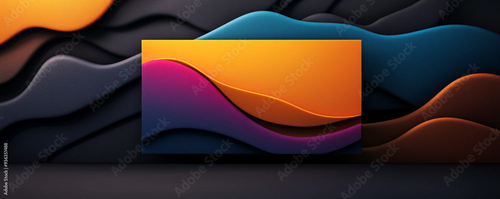 Poster abstract colorful wave pattern with gradient hues of orange, purple