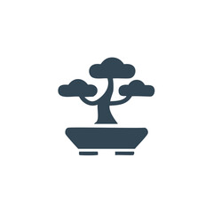 Bonsai tree silhouette icon. Simple, elegant silhouette of a bonsai tree in a pot. Perfect for use in websites, apps, and presentations.