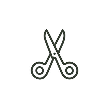 recommend clip art: Simple scissors outline icon. Line art icon of a pair of scissors. Ideal for web design, mobile apps, and print media.