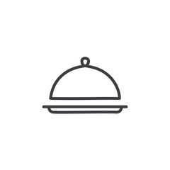 Obraz premium Simple line icon of a serving dish with lid. A minimalist, line art illustration depicting a serving dish with a lid, perfect for use in food and hospitality related projects.