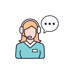Customer service agent icon illustration. A line art icon representing a customer service agent with a headset, ready to answer your queries and provide assistance.