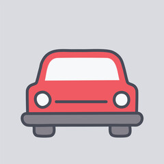 Simple red automobile icon. Flat icon illustration of a red car, ideal for use in transportation, automotive, and vehicle related designs.