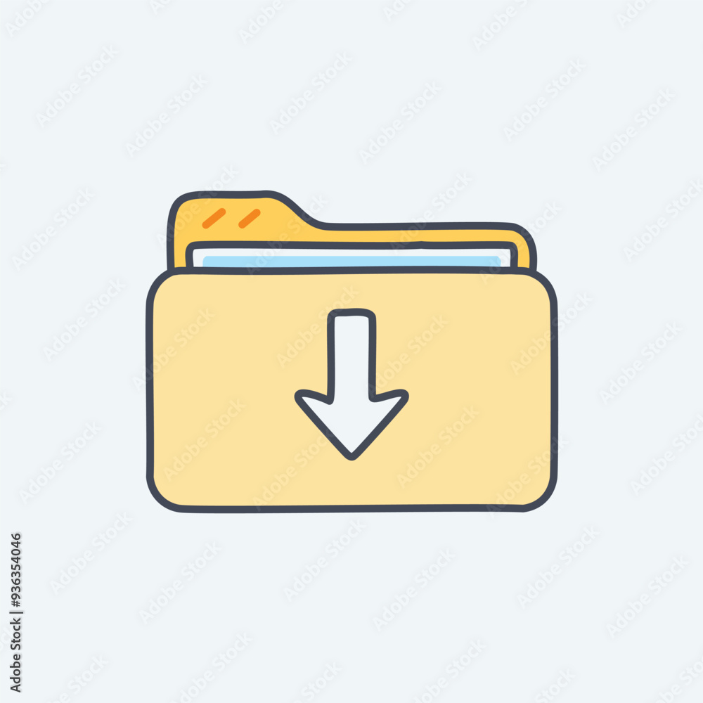 Poster download folder icon illustration. a simple and colorful illustration of a folder with a download ar