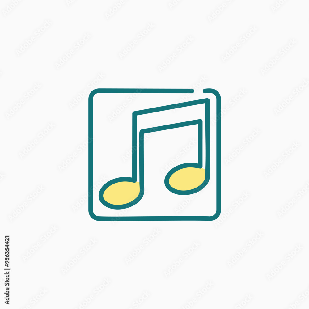Poster music note icon in square frame. simple and stylish music note icon design within a square frame. pe