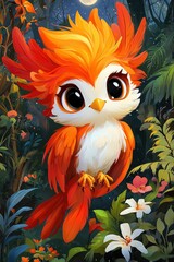 Fototapeta premium Adorable Cartoon Bird with