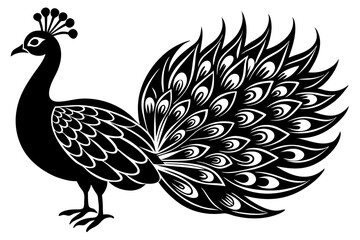 Peacock bird vector silhouette, Peacock bird icon vector illustration