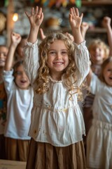 Fototapeta premium A group of children are standing together