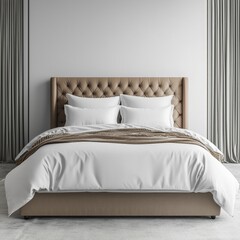 Classic bed with pillow and throw created with generated ai