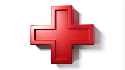Obraz premium A stylized healthcare symbol integrates a red cross with a bold, modern font, conveying professionalism and trust in the medical industry.