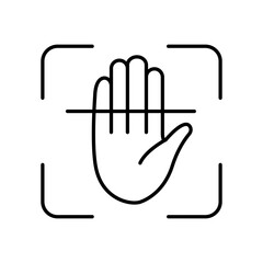 Hand gesture indicating stop, designed in a minimalistic style for modern user interfaces