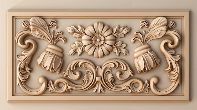 Ornate Classical Bas-Relief. A stunning array of bas-relief elements showcasing baroque style with detailed floral and scrollwork designs.