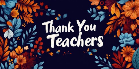 Colorful floral design expressing gratitude to educators, featuring a heartfelt message during a teacher appreciation event in spring