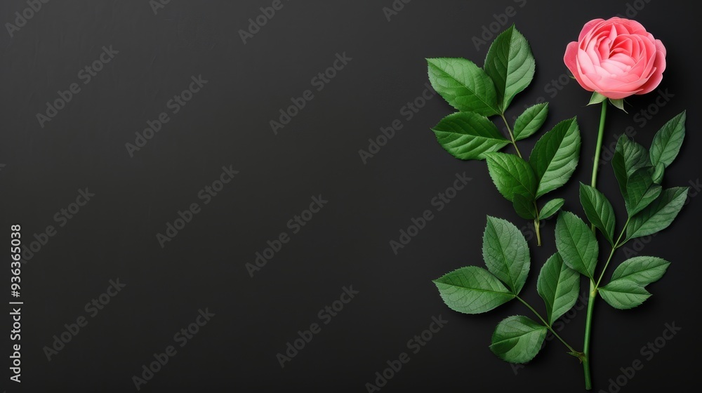 Poster a minimalist black background with a stylish rose border, creating a chic and elegant frame. the ima