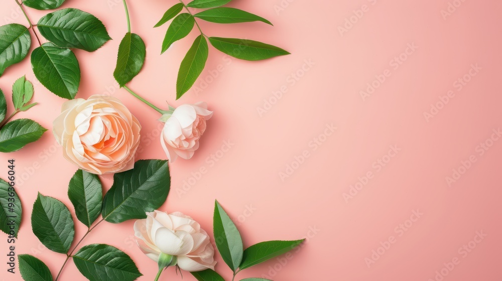 Poster a minimalist concept featuring a brown color palette, with a lovely rose border enhancing the design