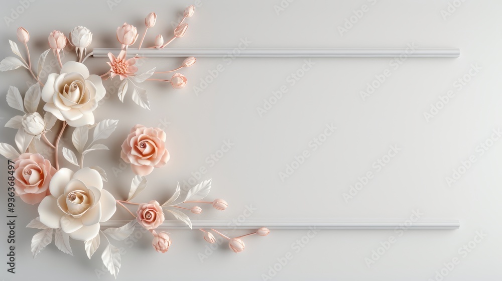 Poster a timeless silver frame with a beautiful rose border, designed to add elegance and sophistication to