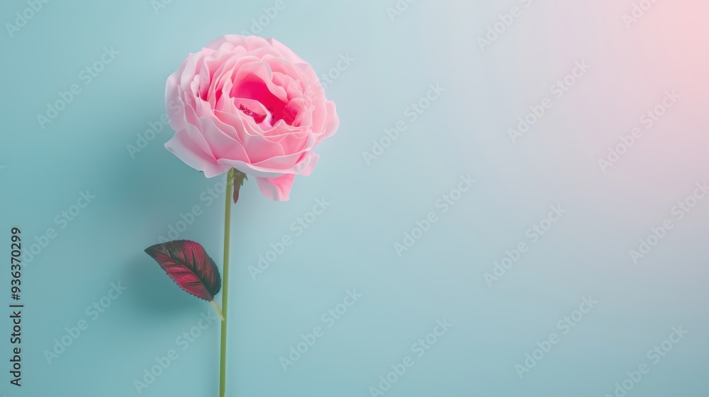Poster a minimalist composition featuring a neon rose border, with soft, blurred edges adding a dreamy and 