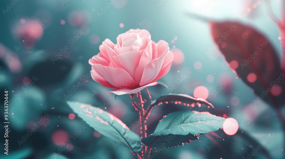 Poster a whimsical and charming design featuring a neon rose border, with playful elements that add a sense