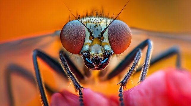 extreme close-up of a colorful fly insect