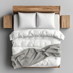 Classic bed with pillow and throw created with generated ai